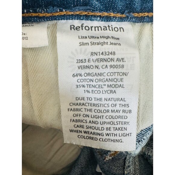 Reformation 25 Designer High-Waist Blue Denim Jeans NWOT - Picture 8 of 10